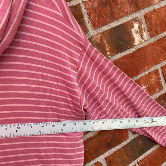 Lou & Grey Womens Small Signature Soft Oversize Boxy Cowl Neck Pink Stripe Top - Picture 7 of 9